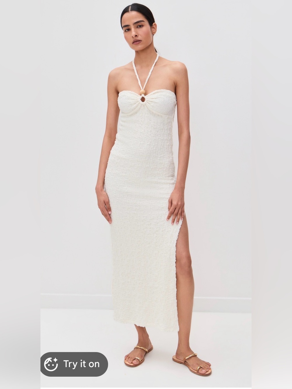 NWT L Space Lucca Strapless Cream Knit Halter Midi Dress